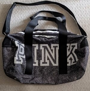 PINK Victoria's Secret Black and Gray Duffel Bag